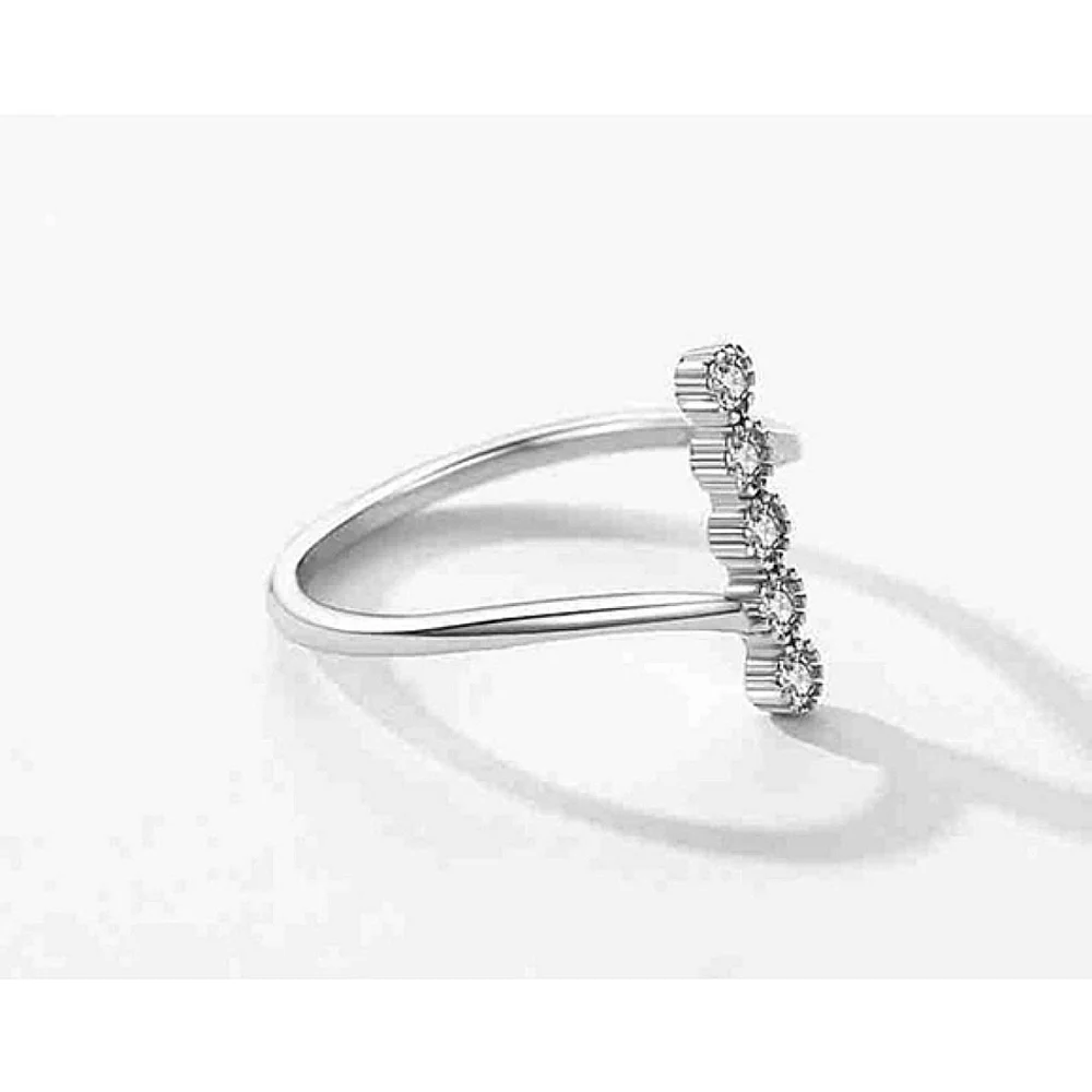NEW Women's Bezel Set Simulated Diamond Platinum-Plated S925‎ Band Ring, 6